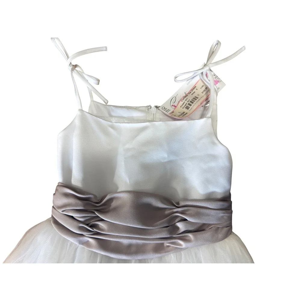 Sweet Beginnings Flower Girl Dress Kids 5 White Champagne Tulle Ball Gown